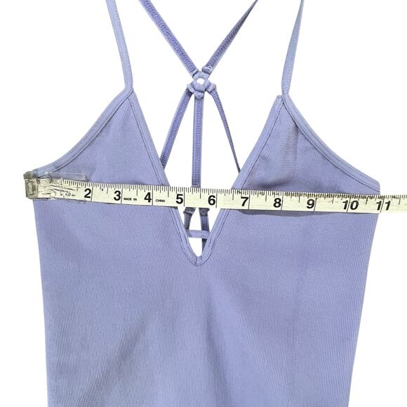 Free People Movement Dance All Day Bodysuit M-L Nitro Purple Strappy Boho Active - Picture 4 of 11